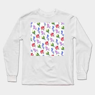 Inazuma Flowers Print (White) Long Sleeve T-Shirt